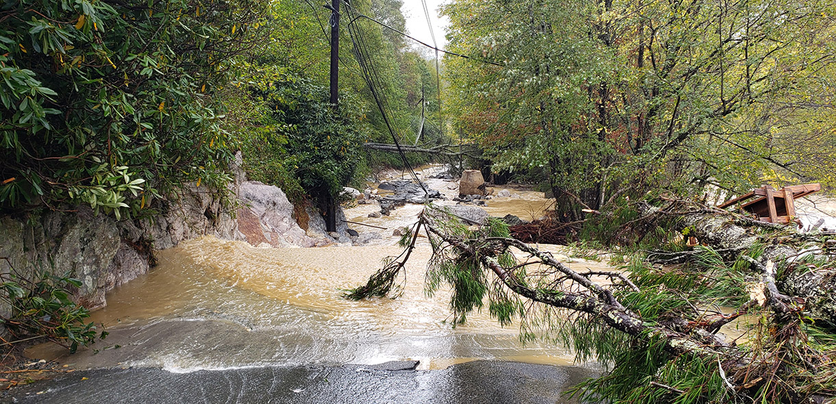 river covering a road