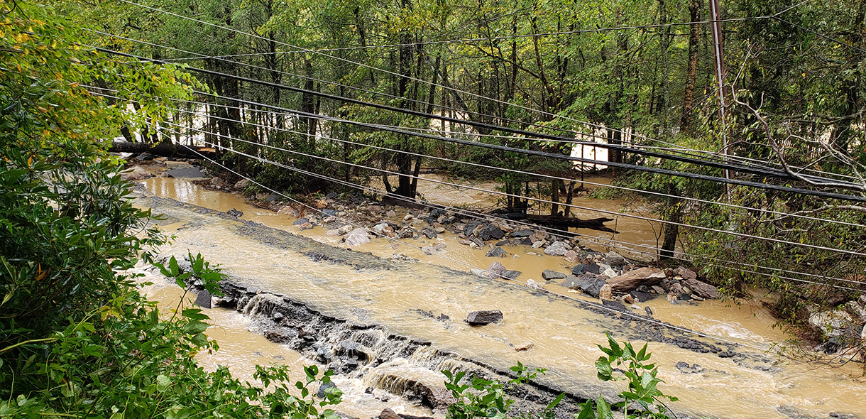 river covering the road